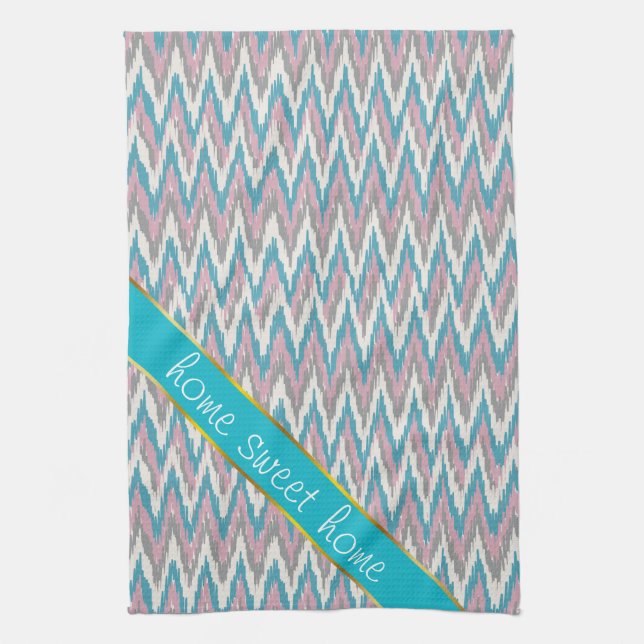 Dusty Pink and Blue  iKat Tea Towel (Vertical)