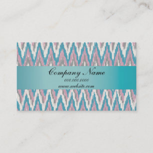Dusty Pink and Blue iKat ZigZag 2019 Calendar Business Card