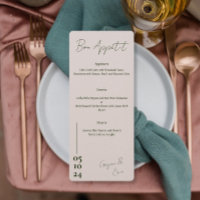 Dusty Pink and blue Love Letter Wedding menu 