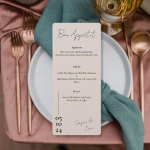 Dusty Pink and blue Love Letter Wedding menu