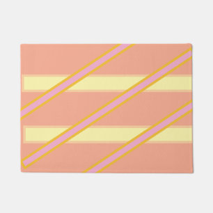 Dusty Pink and Cream Horizontal Stripes Doormat