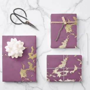 Dusty Pink and Gold Marble Look Wrapping Paper Sheet