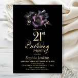 Dusty Pink and Grey Floral 21st Birthday Party Invitation<br><div class="desc">Invite your friends and loved ones to your 21st birthday with this black birthday party invitation featuring a stylish dusty pink and grey floral motif. The customisable text area in this invitation template allows you to effortlessly include all the necessary details for your special birthday celebration, including the date, time,...</div>