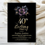 Dusty Pink and Grey Floral 40th Birthday Party Invitation<br><div class="desc">Invite your friends and loved ones to your 40th birthday with this black birthday party invitation featuring a stylish dusty pink and grey floral motif. The customisable text area in this invitation template allows you to effortlessly include all the necessary details for your special birthday celebration, including the date, time,...</div>