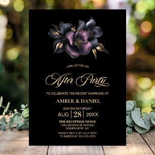Dusty Pink and Grey Floral Wedding After Party Invitation