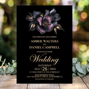 Dusty Pink and Grey Floral Wedding Invitation