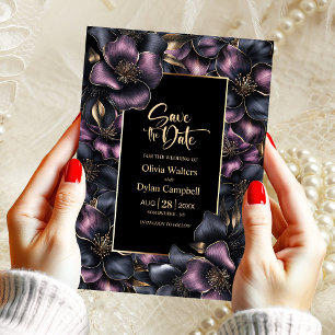 Dusty Pink and Grey Floral Wedding Save the Date Invitation