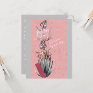 Dusty pink and grey tulips Sympathy Card