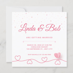 Dusty Pink And Heart  Invitation