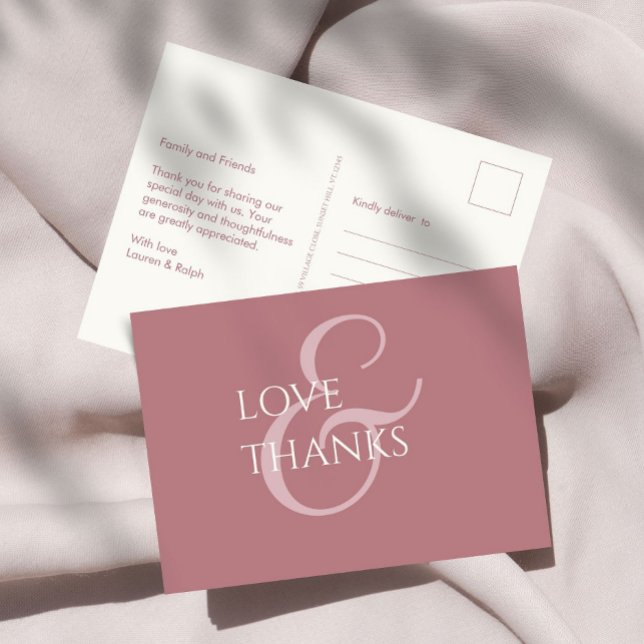 Dusty Pink and Ivory Non-Photo Thank You Postcard (Creator Uploaded)