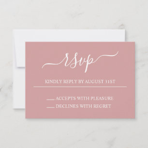 Dusty Pink and White Elegant Wedding RSVP Card