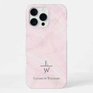 Dusty pink and white marble glitter personalised iPhone 16 pro max case
