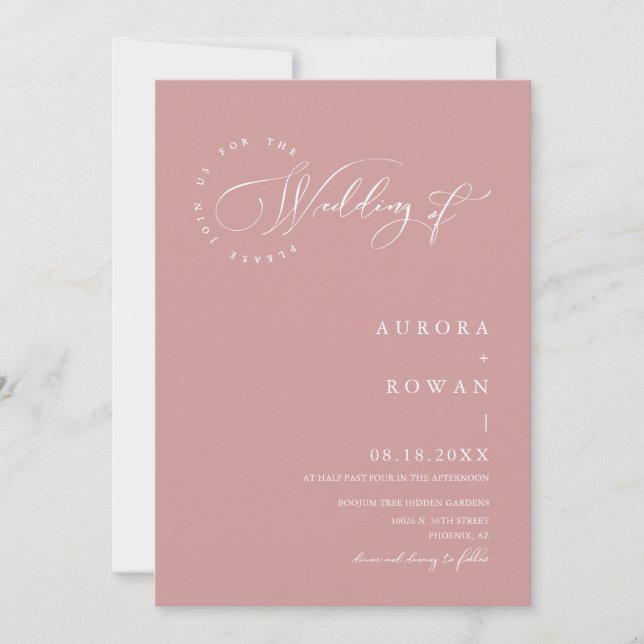 Dusty Pink Arch QR Code Wedding Photo Invitation (Front)