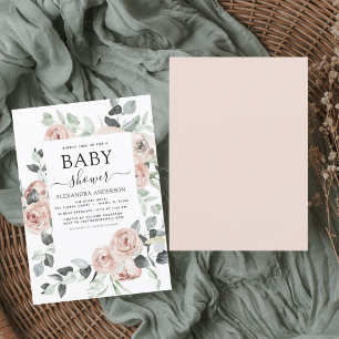 Dusty Pink Baby Shower Floral Greenery Invitation