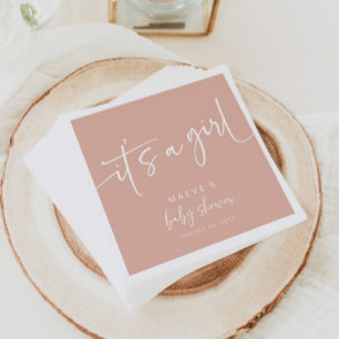 Dusty Pink Baby Shower Paper Napkins Modern Girl