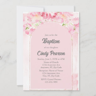 Dusty pink baptism invitation