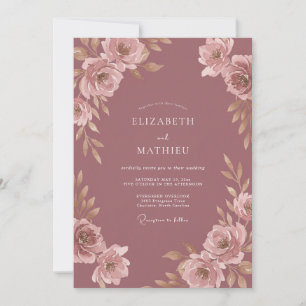 Dusty Pink Blossom Wedding Invitation