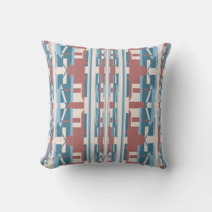 Dusty Pink Blue Beige Southwest Look Large Mosaics Cushion