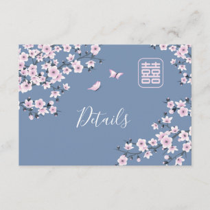 Dusty Pink Blue Chinese Wedding Enclosure Card