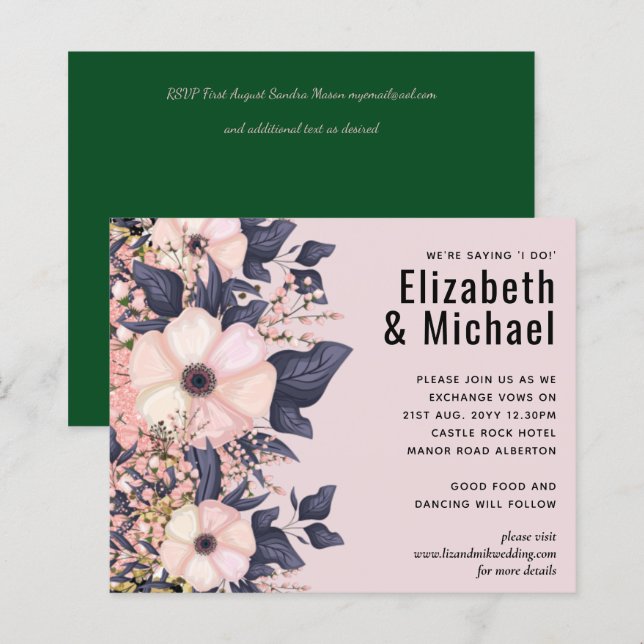 Dusty Pink Blue Floral Wedding Budget (Front/Back)