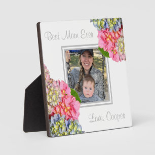 Dusty pink blue yellow green floral Best Mum Ever Plaque