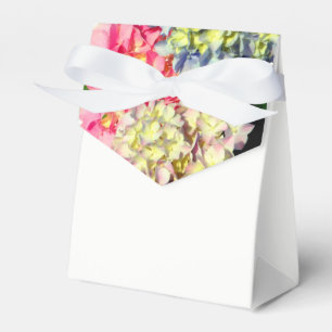 Dusty pink blue yellow green floral hydrangeas  favour box