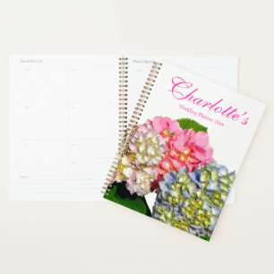 Dusty pink blue yellow green floral hydrangeas planner