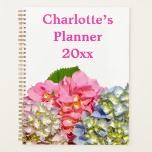 Dusty pink blue yellow green floral hydrangeas planner