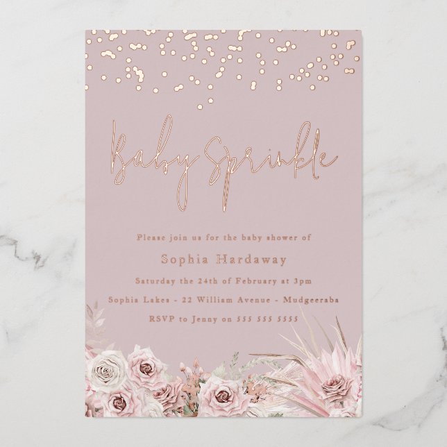 Dusty Pink Blush Baby Sprinkle Shower Rose Gold (Front)