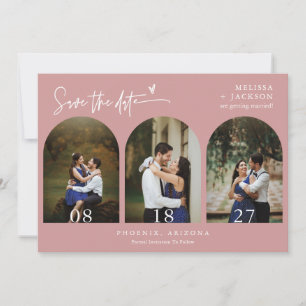 Dusty Pink Boho Arch Photo QR Code Save the Date Invitation