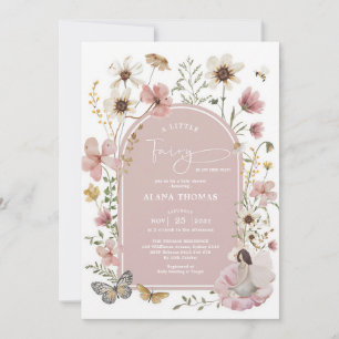 Dusty Pink Boho Fairy Wildflower Baby Shower Invitation