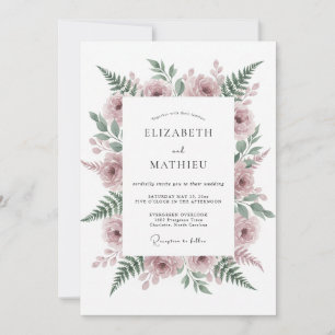 Dusty Pink Botanical Floral Wedding Invitation