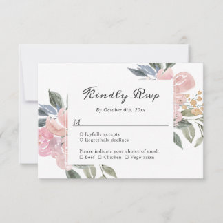 Dusty Pink Botanical Wedding RSVP Card