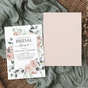 Dusty Pink Bridal Shower Floral Greenery Invitation