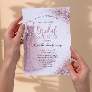 Dusty Pink Bridesmaid Dress Bridal Shower Invitation