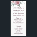 Dusty Pink Burgundy Floral Wedding Program Programme<br><div class="desc">Chic, floral wedding program features elegant handwritten script calligraphy and modern typography on a white background with as stylish touch of hand painted watercolor rose flowers in a dusty pink and burgundy colour palette. Simply add your wedding program details. Exclusively designed for you by Happy Dolphin Studio. If you need...</div>