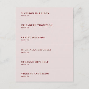 Dusty Pink Burgundy Wedding Place Name Card DIY
