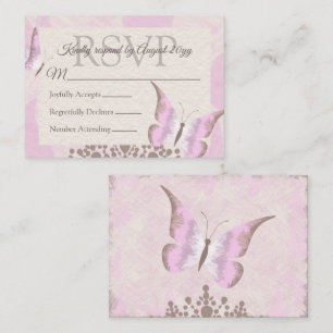 Dusty Pink Butterfly Quinceañera RSVP Card