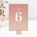 Dusty Pink & Champagne Ombre Monogrammed Wedding Table Number<br><div class="desc">Dusty Pink & Champagne Ombre Monogrammed Wedding Reception Dinner Table Numbers. This modern chic Table Card is simple classic and elegant with a subtle ombre gradient fade and a pretty signature script calligraphy font with tails. Shown in the new Colorway. Available in several colour options, or feel free to edit...</div>