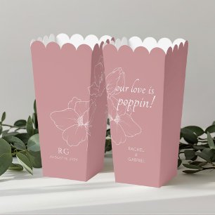Dusty Pink Chic Floral Couple Popcorn Favour Bo Box