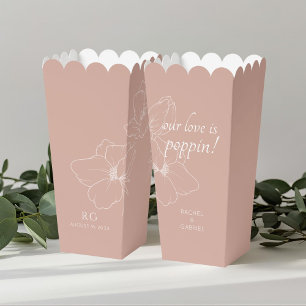 Dusty Pink   Chic Floral Couple Popcorn  Favour Box