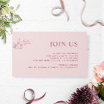 Dusty Pink, Chic Modern Join Us Reception Wedding  Enclosure Card<br><div class="desc">Elegant, dusty pink contemporary "Join Us" wedding reception enclosure card, with all text sections open to customisation. Leave the title as "JOIN US" or change it to "RECEPTION", "TIMELINE" or another. Design in a dusty pink background with white text in a modern elegant typography. Elegant and minimal design with fine...</div>