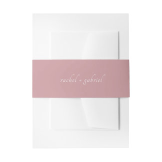 Dusty Pink | Chic Simple Script Wedding  Invitation Belly Band