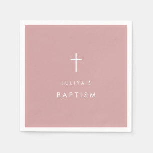 Dusty pink cross Baptism  Napkin