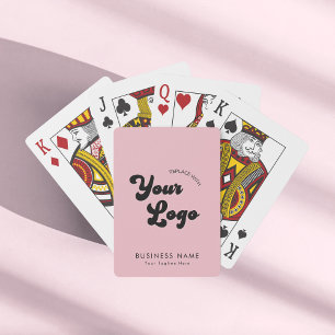 Dusty Pink Custom Business Company 70s Logo & Text Playing Cards