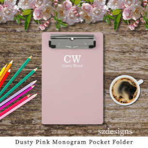Dusty Pink Custom Initials Clipboard