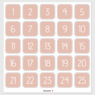 Dusty Pink Customizable Square Number Stickers 