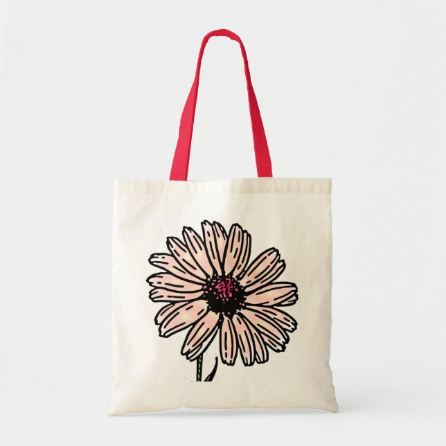 Dusty Pink Daisy Vintage flower Tote Bag (Front)
