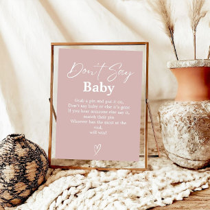 Dusty Pink Don't Say Baby Baby Shower Game sign