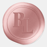 Dusty Pink Double Monogram Faux Wax Seal Stickers